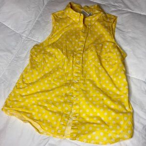 Yellow and white polka dot sleeveless top!